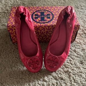 Tory Burch pink reva ballet flats